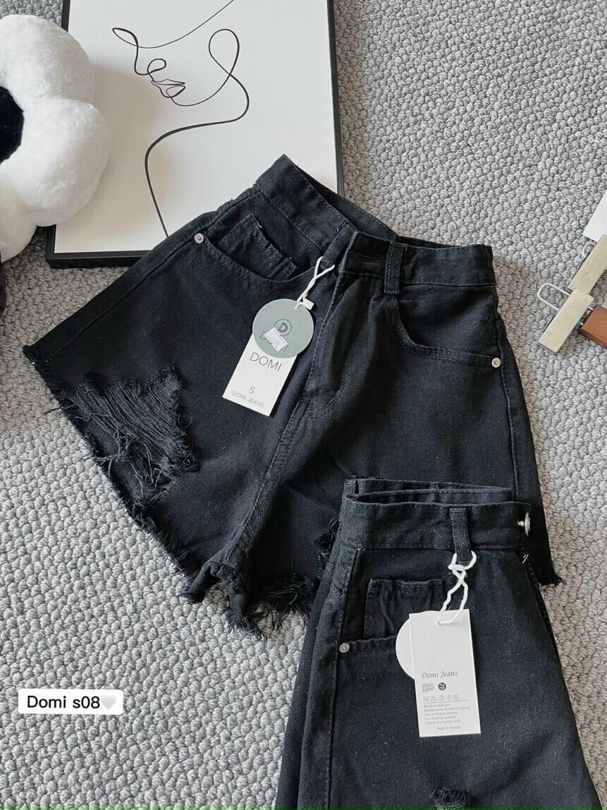 Quần short nữ lưng cao cào rách đùi
