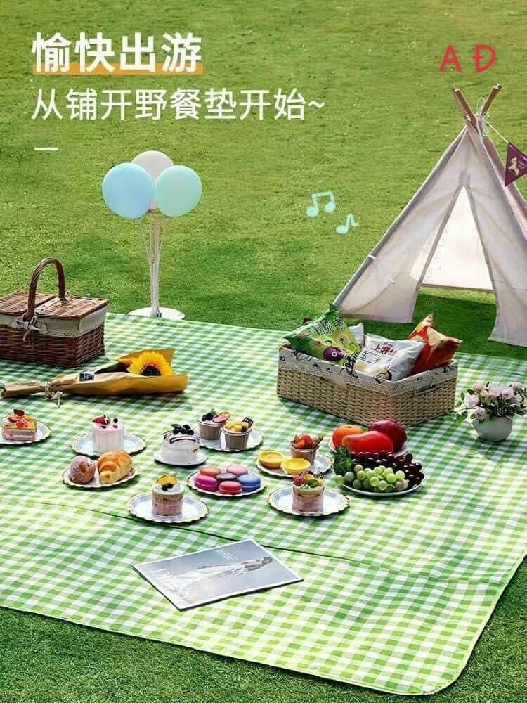 Thảm picnic gấp gọn 2mx2m thảm du lịch size lớn gấp gọn tiện lợi không thấm nước