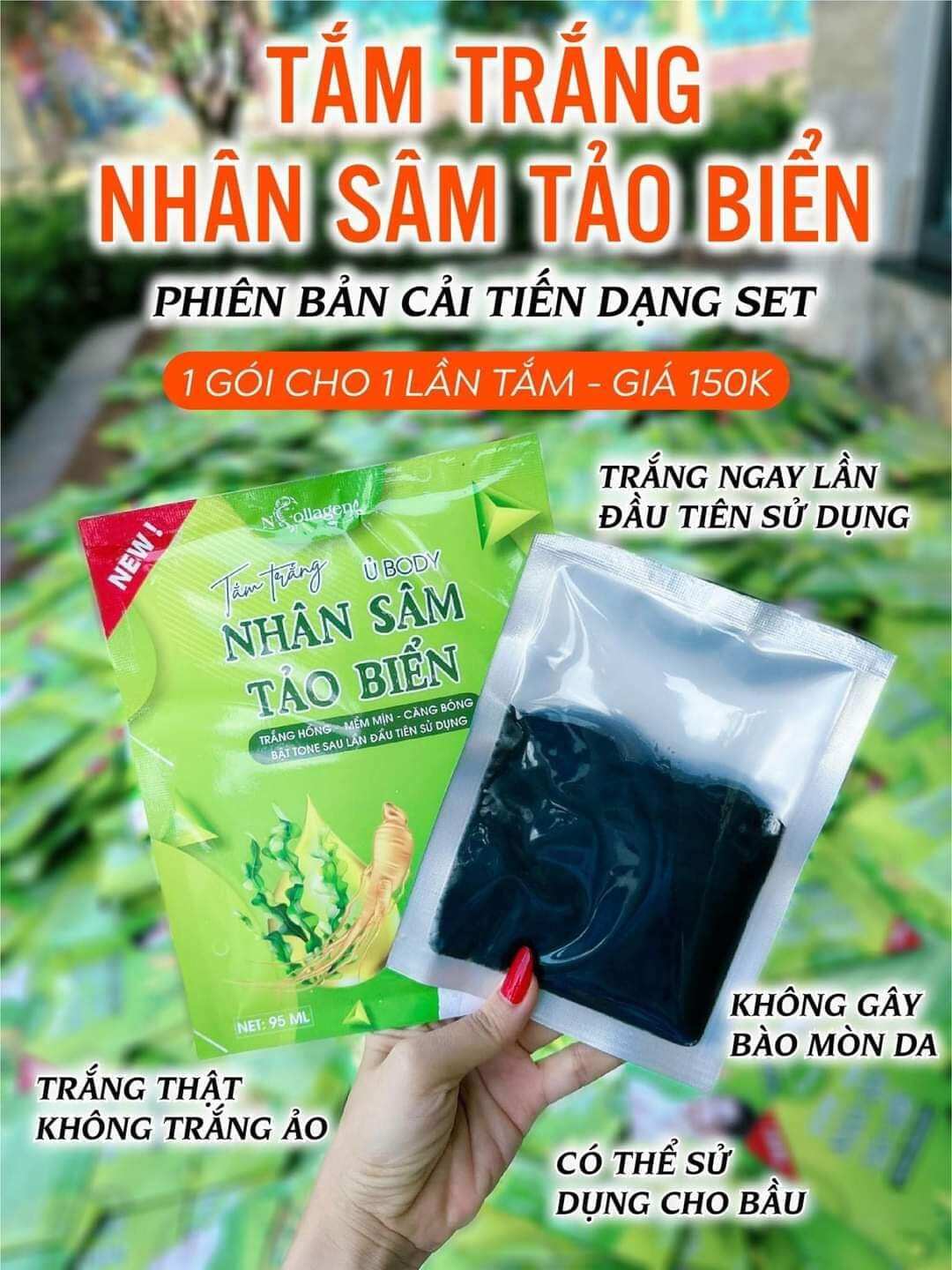 Tắm trắng nhân sâm tảo biển ncollagen gói 95ml