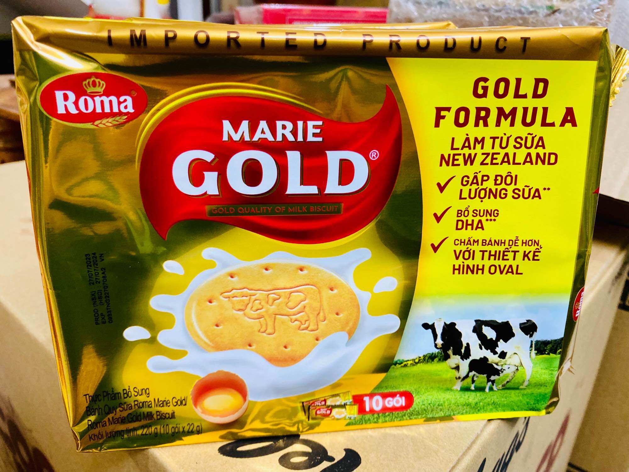 Bánh quy marie gold 220g( 10 gói x22g)