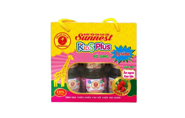 Yến Sào Sunnest Hương Dâu 16%  Kids dành cho trẻ em ,