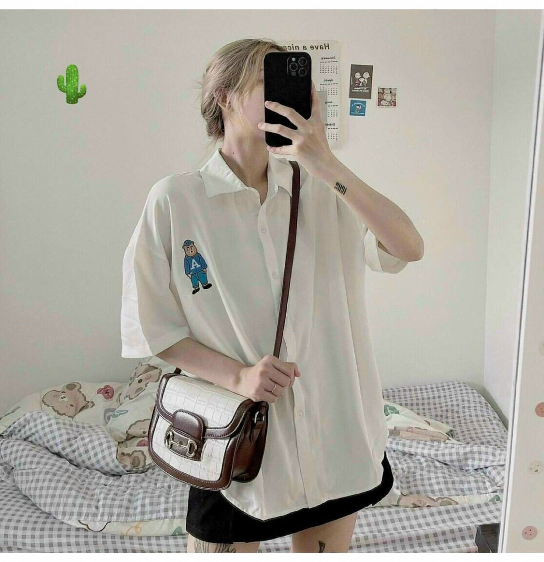 ÁO SƠ MI IN HÌNH GẤU A