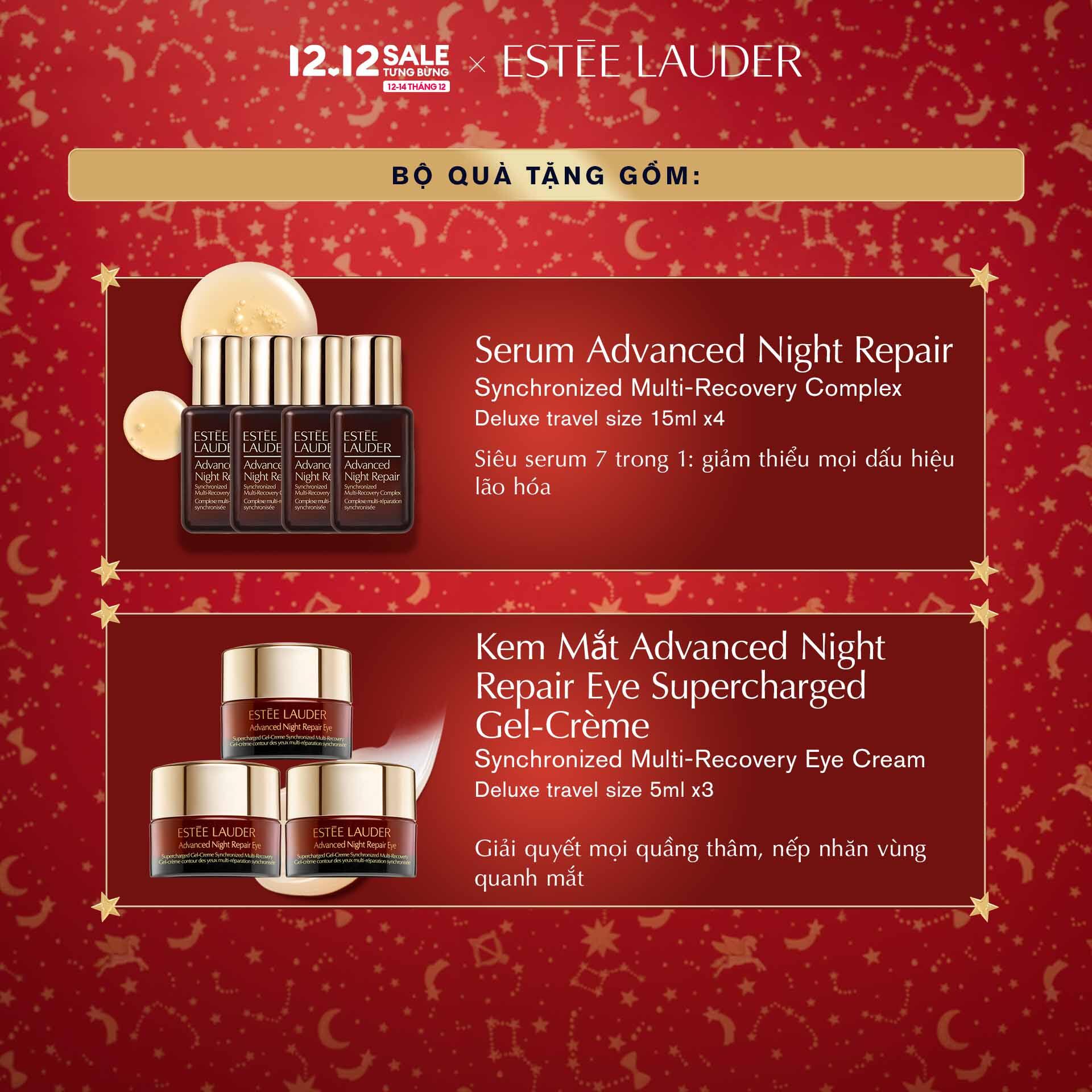 [ƯU ĐÃI ĐẶT TRƯỚC 01.12 - 11.12] Estee Lauder - Bộ 8 món: Tinh chất phục hồi chống lão hóa Advanced Night Repair Synchronized Multi-Recovery Complex - Face Serum 115ml, 4 Serum ANR 15ml, 3 Kem mắt 5ml (Giá Trị thực: 11.824.000đ)