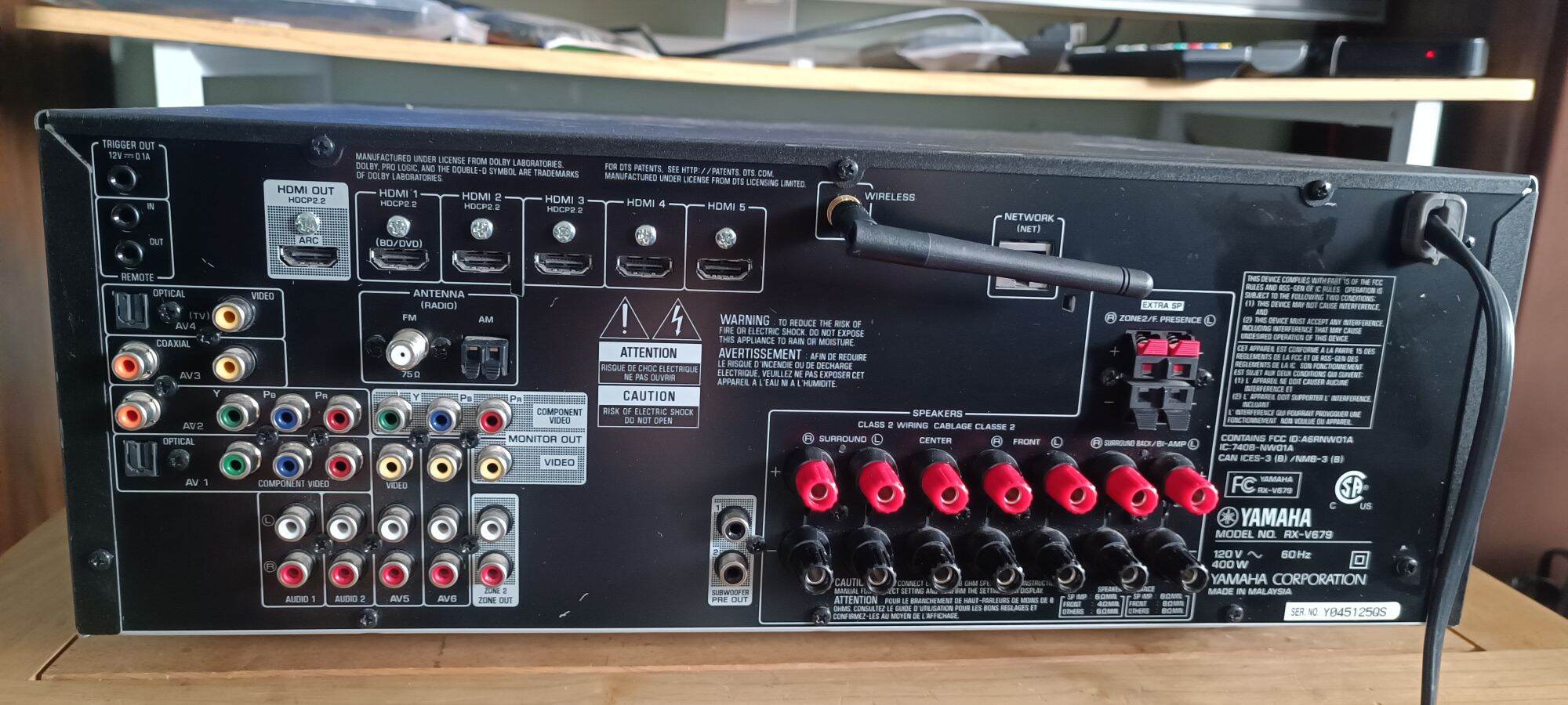 Ampli Yamaha V681 7.2 kênh HDMI 4k Atmos wifi Bluetooth usb lossless