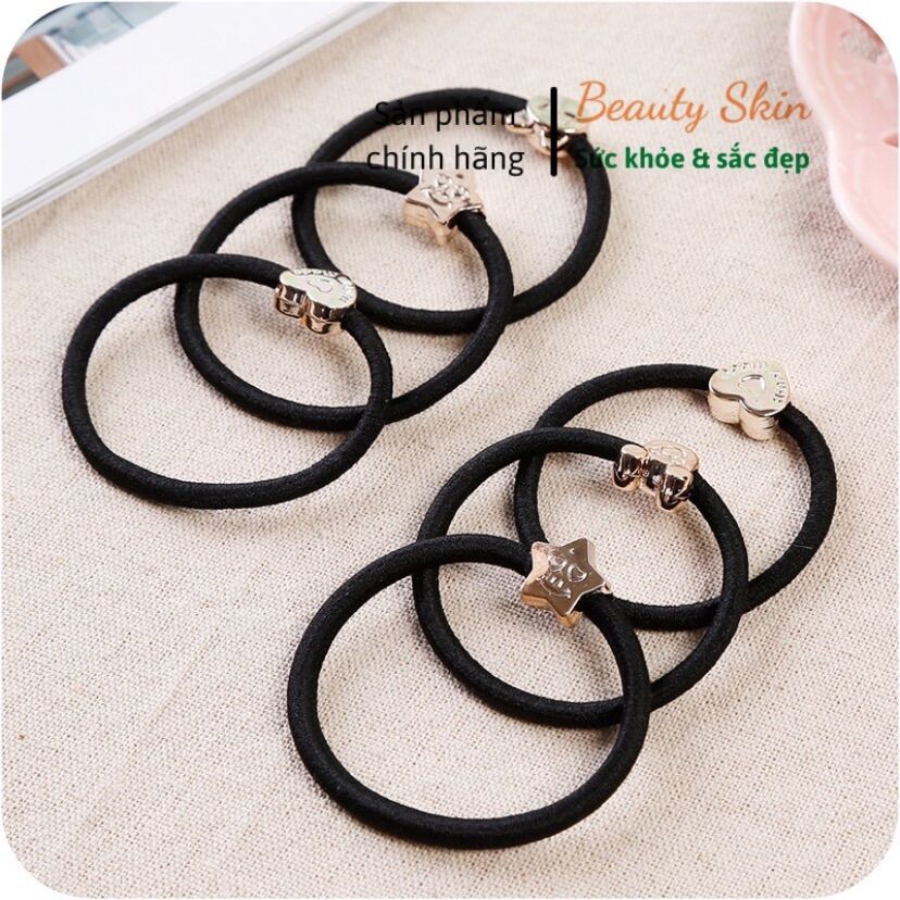Dây thun cột tóc đính hạt vàng gold