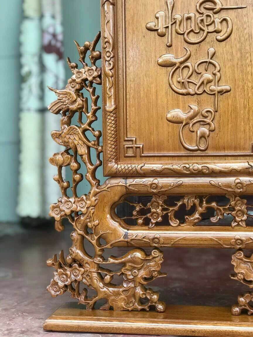 BỨC TRANH THỜ CỬU HUYỀN THẤT TỔ gỗ gụ