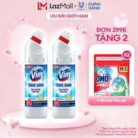 Combo 2 Gel Tẩy Bồn Cầu Vim Trắng Sáng Hương Chanh Sả Dịu Mát 870ml