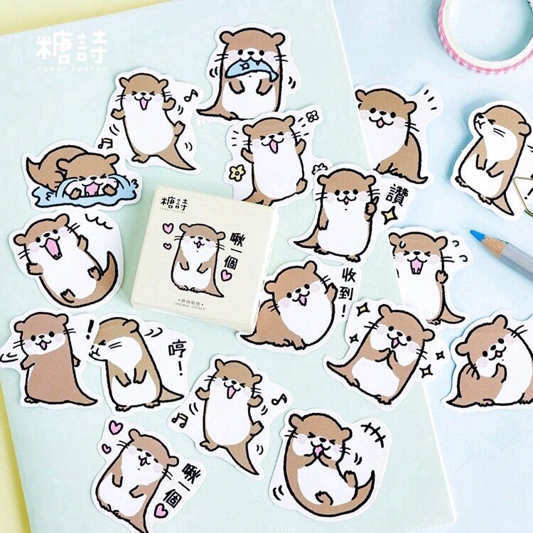 Set 45 sticker hình rái cá dễ thương để trang trí lưu bút