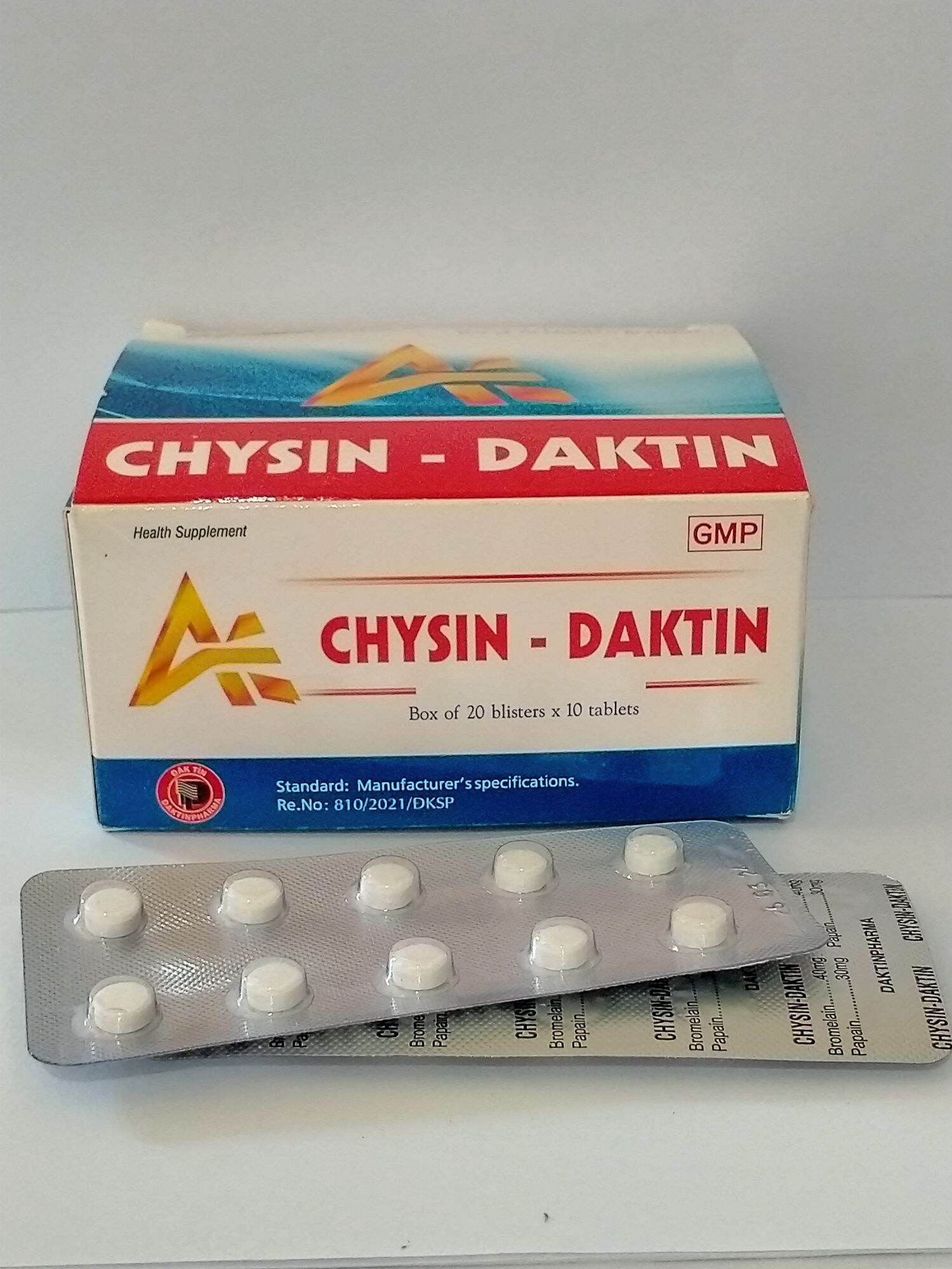 Viên CHYSIN - DAKTIN Hộp 200 viên giúp giảm sưng, phù nề do viêm, do chấn thương phần mềm.