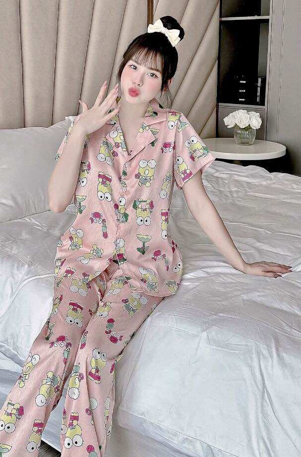 Set bộ pijama lụa xước ánh kim size chuẩn 40/60kí hàng shop Ngocngastore loại 1