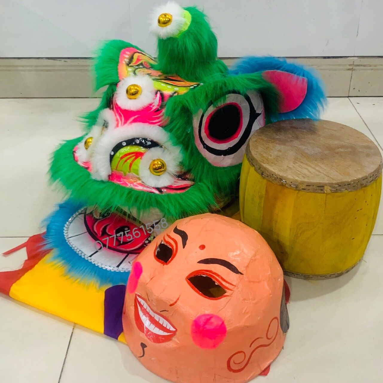 Combo 5 món [Lân +đuôi+trống+ dùi +địa)- 2 đến 6 tuổi
