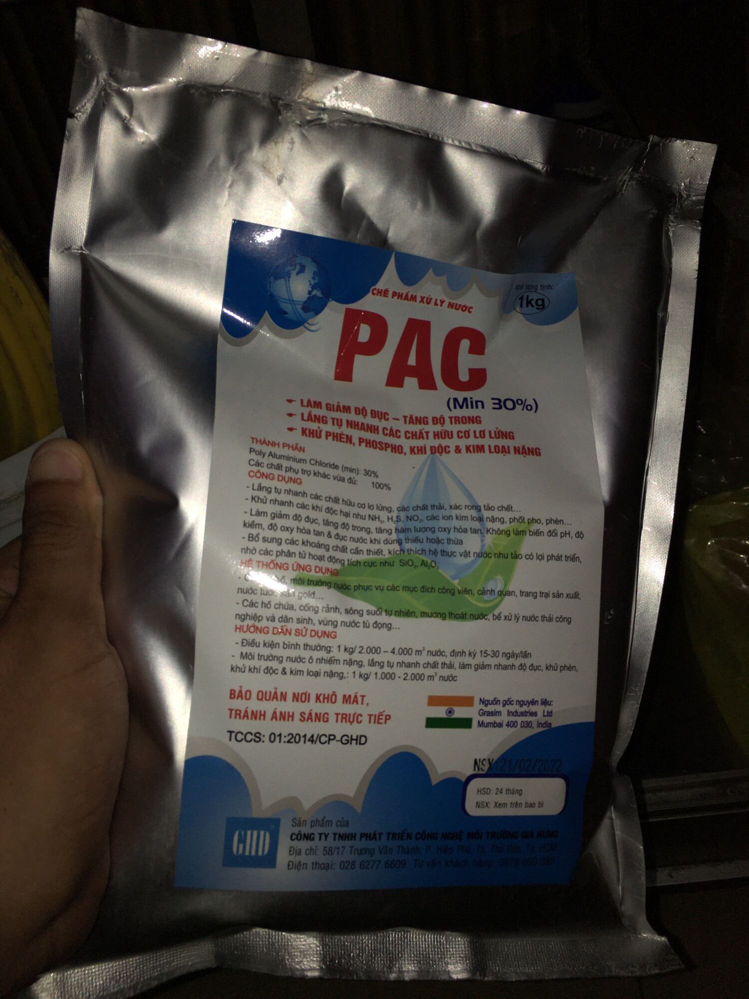 PAC 30% làm trong nước ,lắng tụ nhanh chất hữu cơ , khử phèn , khí độc, kim loại nặng trong ao tôm cá thuỷ sản