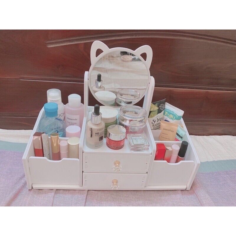 Kệ trang điểm mini để bàn kèm gương