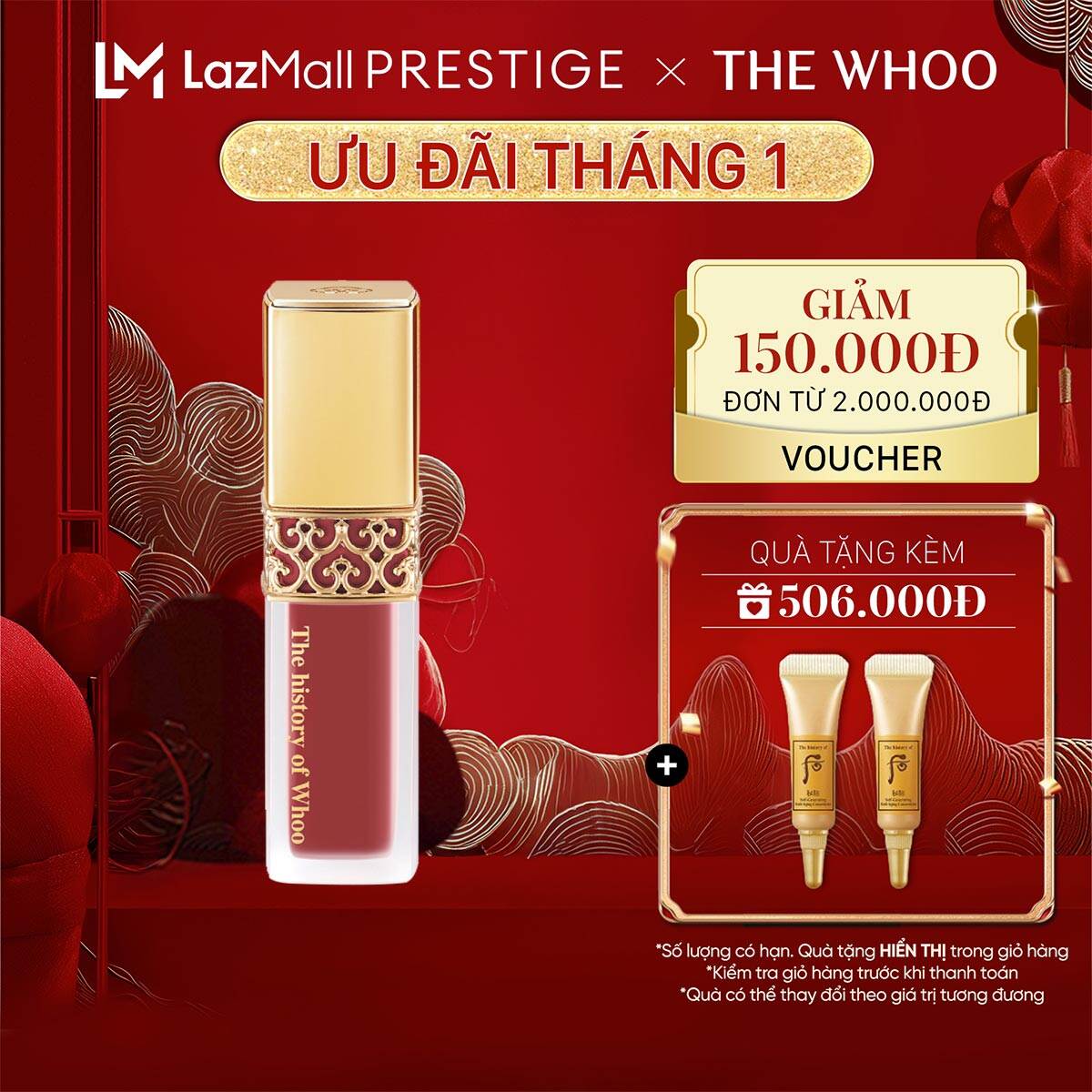 Son kem lỳ Đông y The History of Whoo Gongjinhyang Mi Velvet Lip Liquid 6g