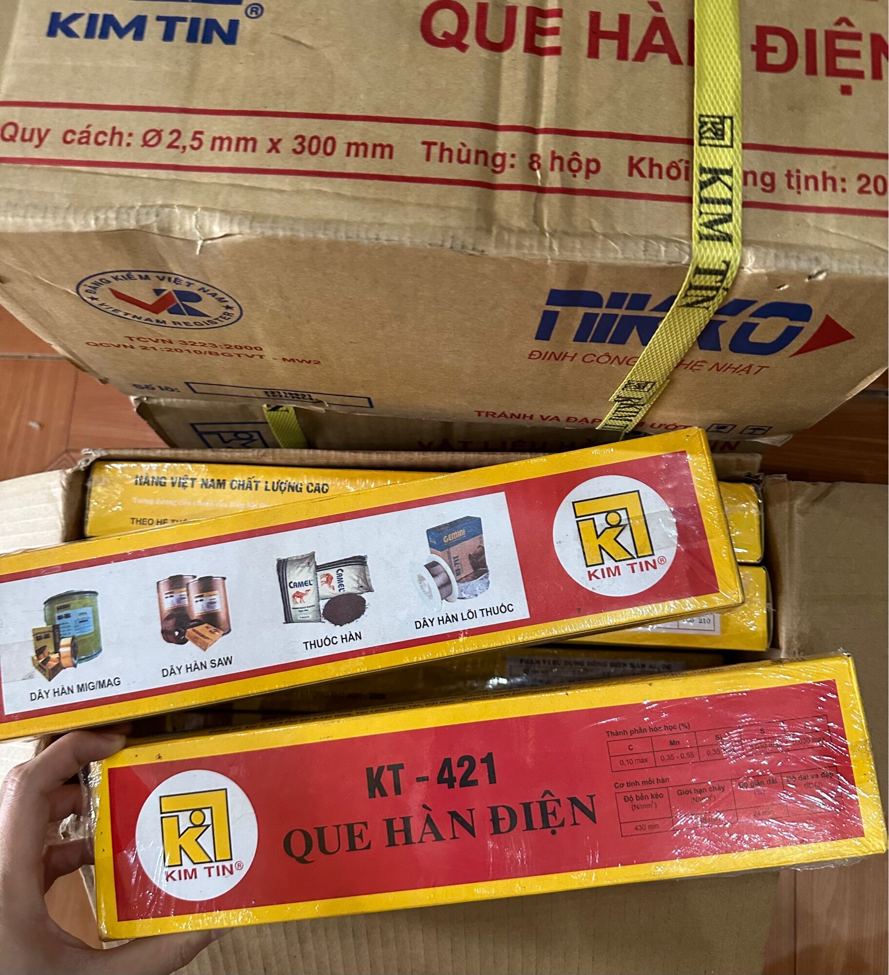 Que Hàn Sắt Kim Tín 2.5 ly (Giá 1 Hộp 2,5kg)
