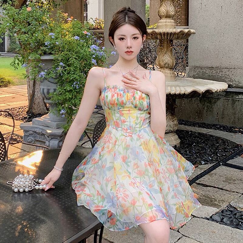Đầm 2s hoa ngũ sắc 3 size s-m-l