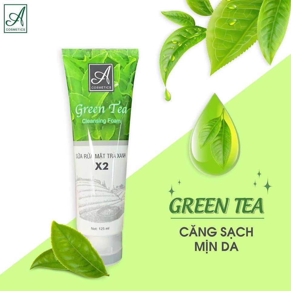 [Chính Hãng] sữa rửa mặt trà xanh x2 a cosmetics phương anh date mới