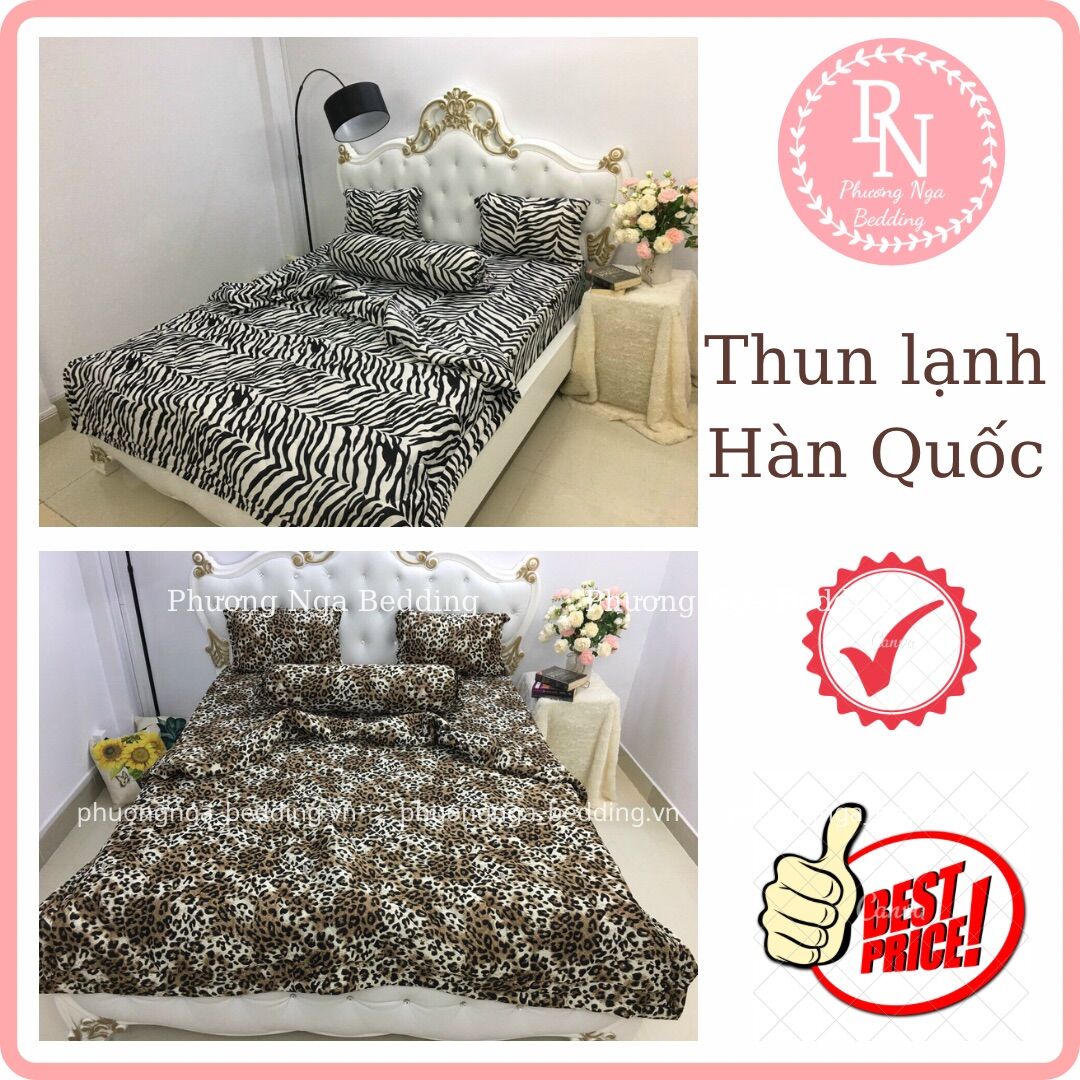 Bộ ga 4 món thun lạnh Hàn Quốc họa tiết Ngựa Vằn, Da Beo