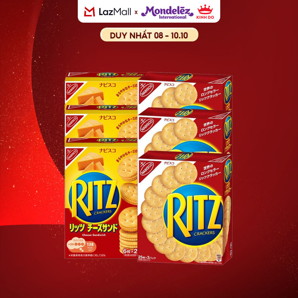 Combo 6 Bánh Quy Mặn Ritz Ngon Đỉnh (Mix Bánh Quy Kẹp Kem Phô Mai X 106G & Bánh Quy Mặn X 247G)