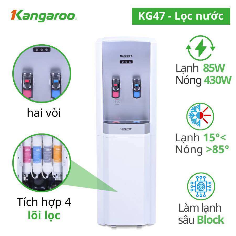 Cây nước nóng lanh -máy làm nóng lạnh nước uống máy lọc nước kangaroo kg47