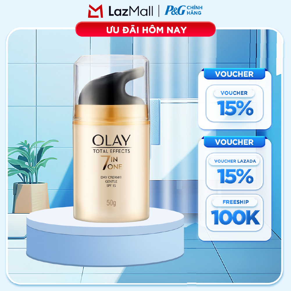 Kem Dưỡng Ban Ngày OLAY TOTAL EFFECTS Phục Hồi  Làm Chậm 7 Dấu Hiệu Lão Hóa Dịu Nhẹ SPF 15 Hũ 50G