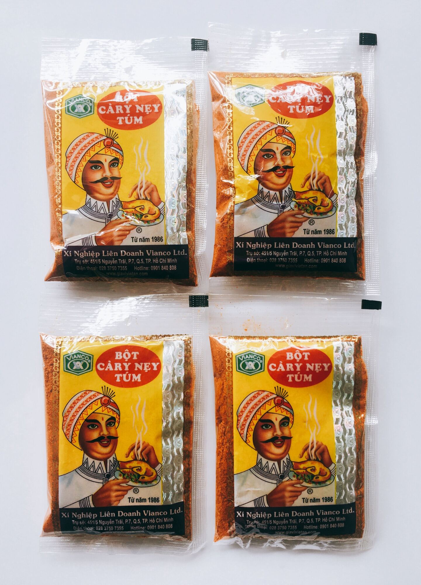 Set 4 gói Bột Cà Ri hiệu Ông Già Ấn Độ gói 18gr - Curry Powder