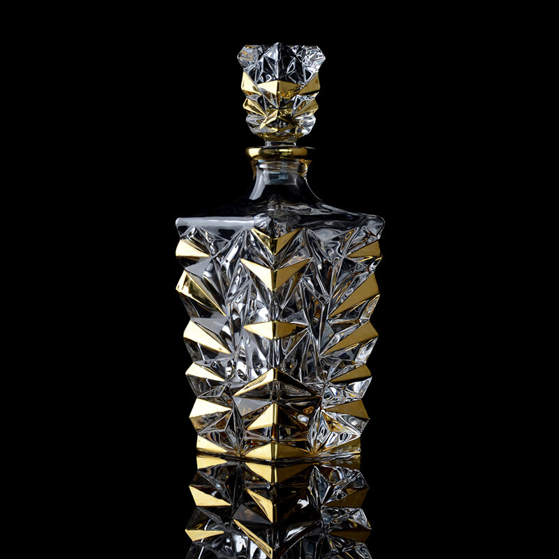 Ly rượu whisky sáng tạo kiểu châu âu ly rượu tây thủy tinh pha lê thủy tinh mạ vàng cao cấp ly rượu bia cốc cá tính gia dụng