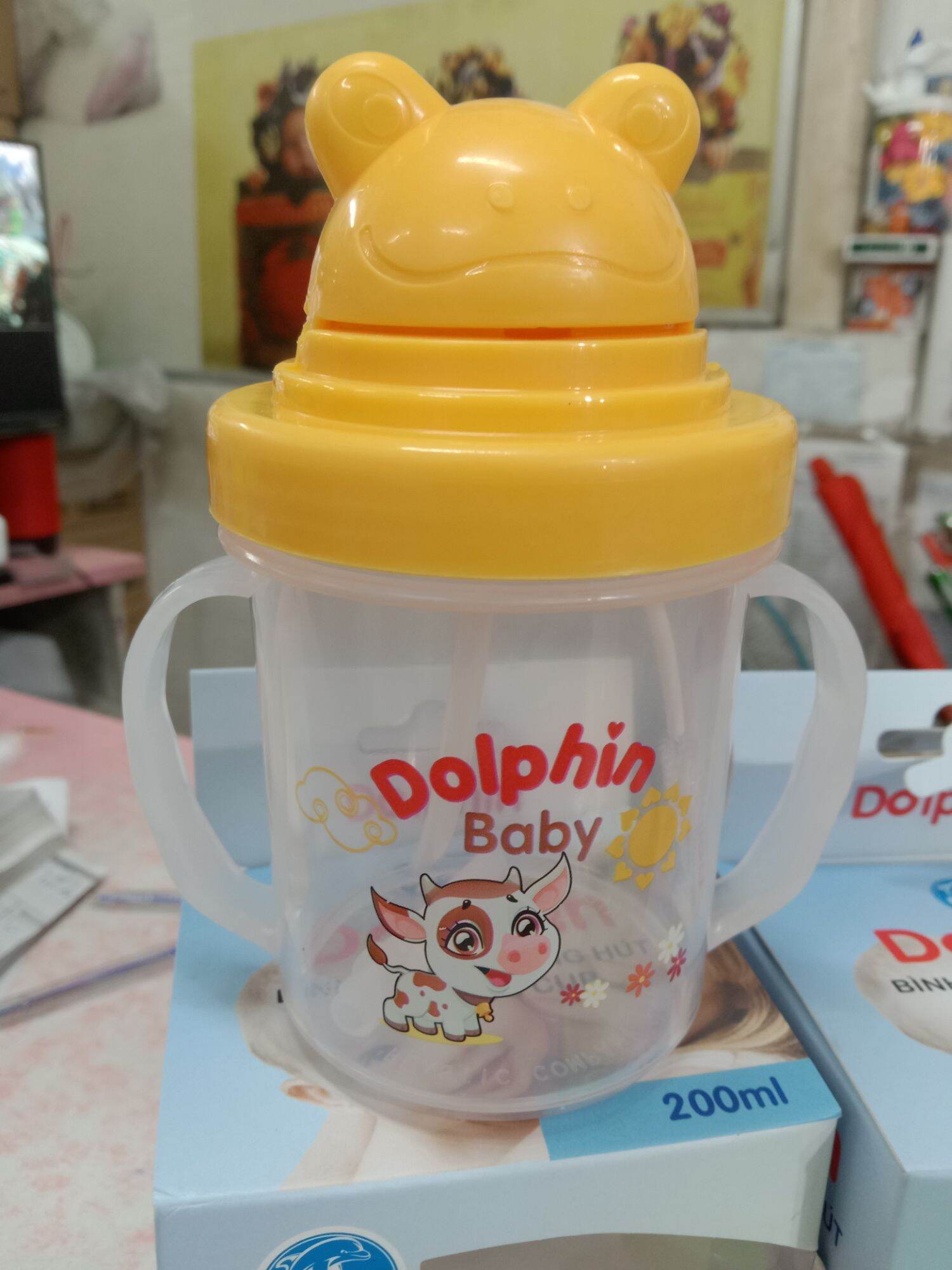 Bình uốn nước có ống hút Dolphin 200ml