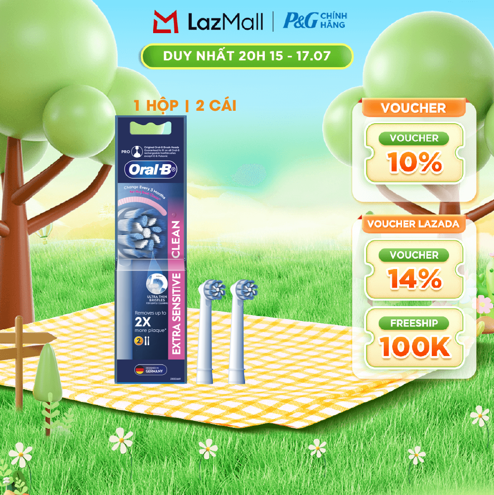 Đầu bàn chải điện thay thế Oral-B EXTRA SENSITIVE CLEAN - Hộp 2 Cái