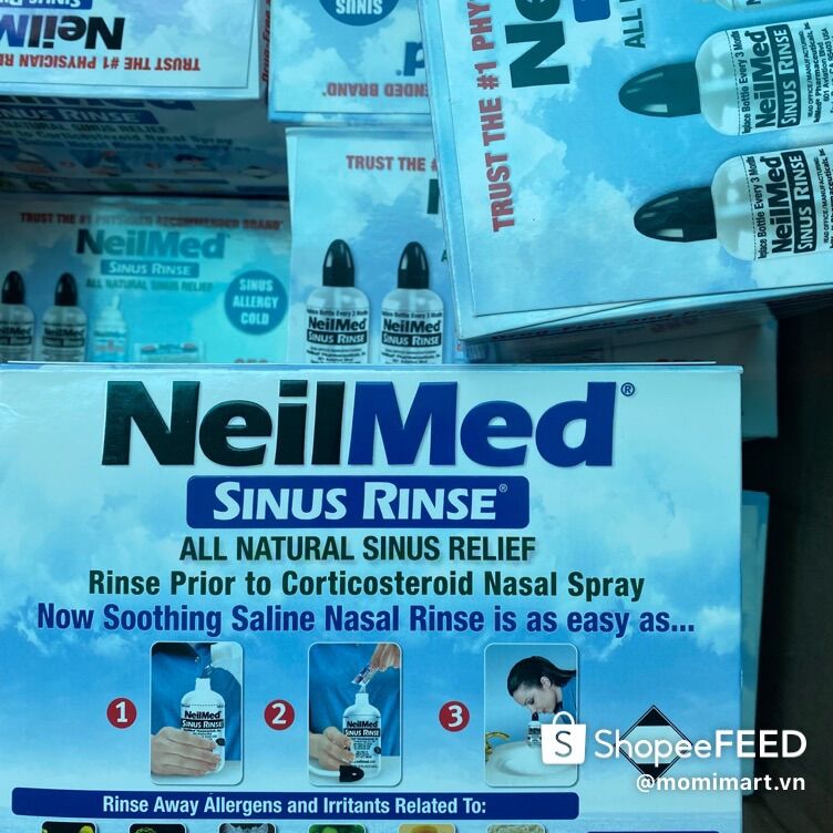 2028 BỘ BÌNH RỬA MŨI NEILMED MỸ (HỘP 250 GÓI MUỐI NEILMED + 2 BÌNH RỬA MŨI + 1 Xịt) FULLBOX