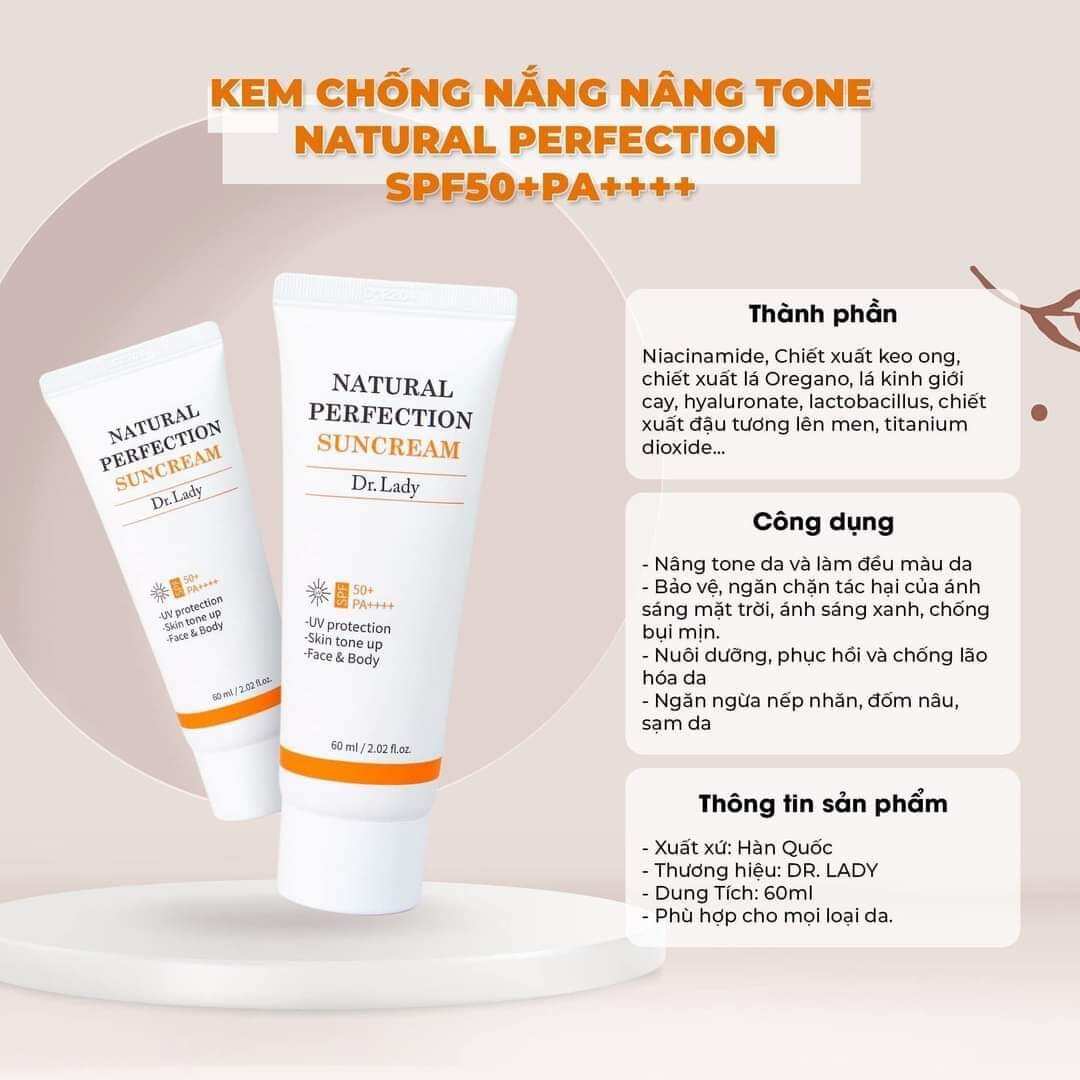 Kem Chống Nắng Nâng Tông Dr.Lady Natural Pefection Suncream - chuyensithienduc