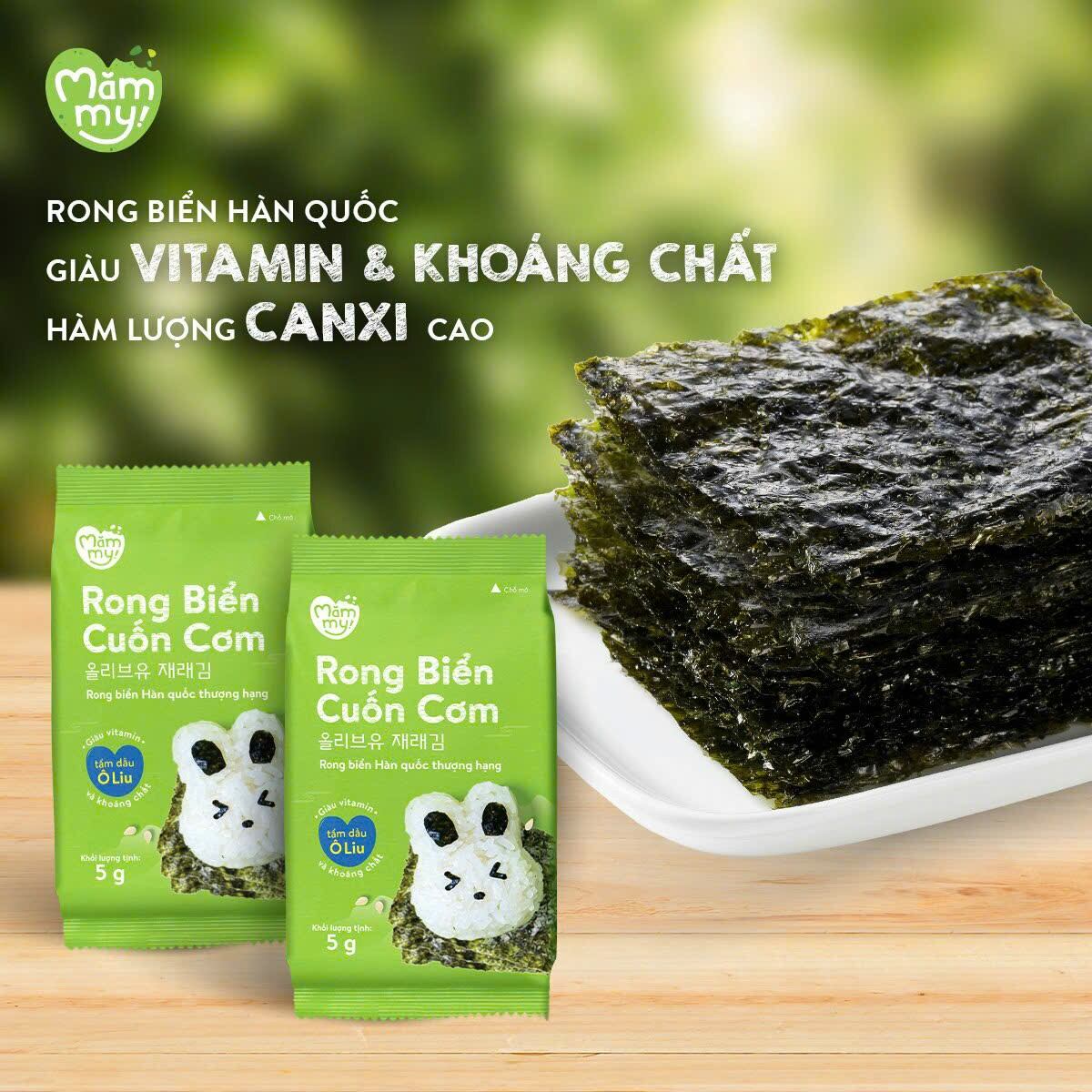 Rong biển cuộn cuốn cơm cho bé làm từ rong biển tươi hàn quốc