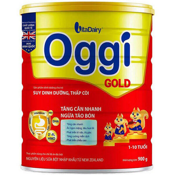 Sữa bột Oggi Gold lon 900g cho trẻ suy dinh dưỡng 1-10 tuổi
