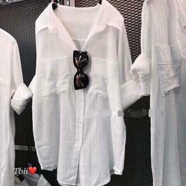 Áo Sơ Mi Đũi Nữ Oversize Siêu Xinh hàng đẹp
