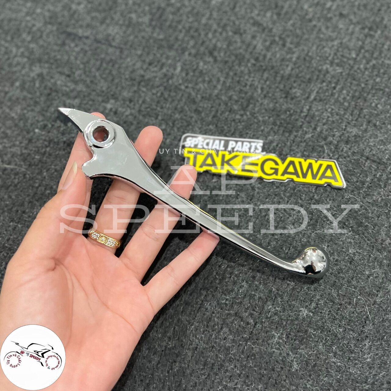 Tay thắng Wave đĩa / Future / Sirius đĩa xi crome sáng bóng hàng Takegawa tặng kèm tem