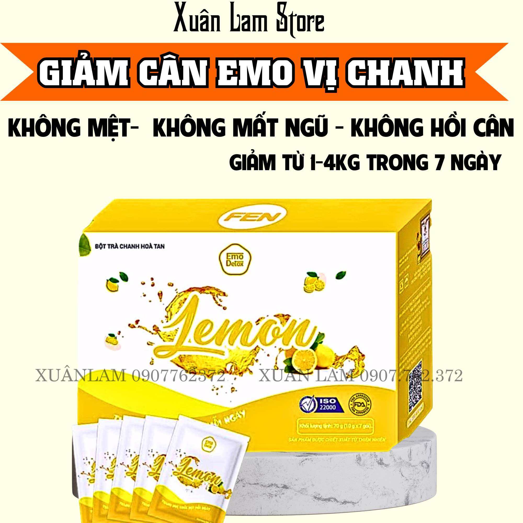 GIẢM CÂN CẤP TỐC EMODETOX VỊ CHANH Kèm Quà Tặng
