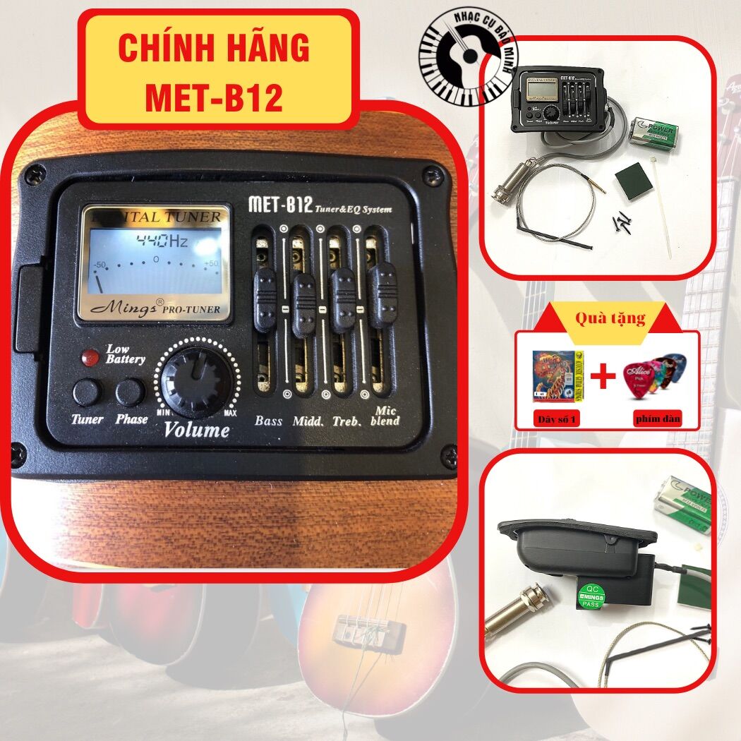 EQ guitar Met-B12 cho đàn guitar acoustic, guitar classic, sản phẩm chính hãng full phụ kiện
