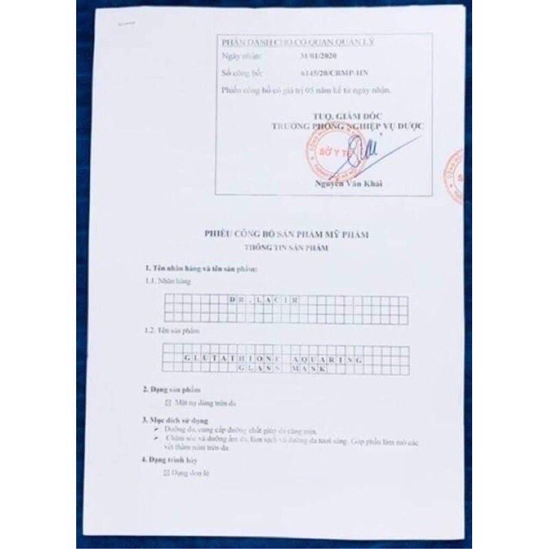 Mặt Nạ Thủy Tinh Căng bóng Dr.Lacir ( hộp 6 miếng )