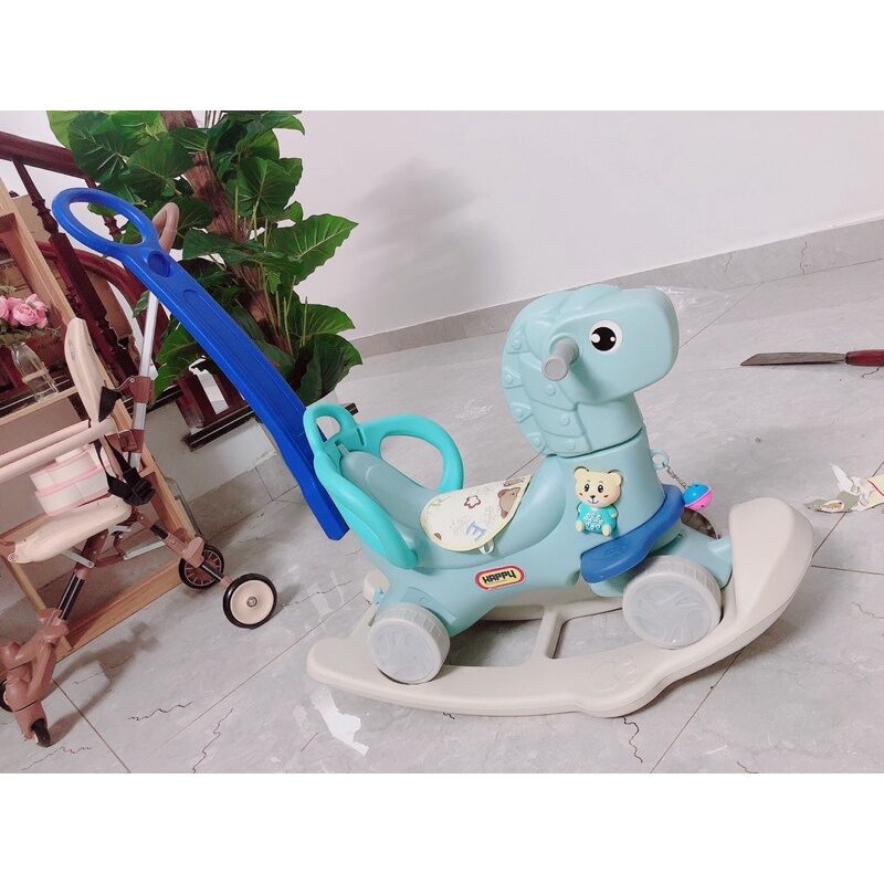 Ngựa bập bênh có tay đẩy cho bé