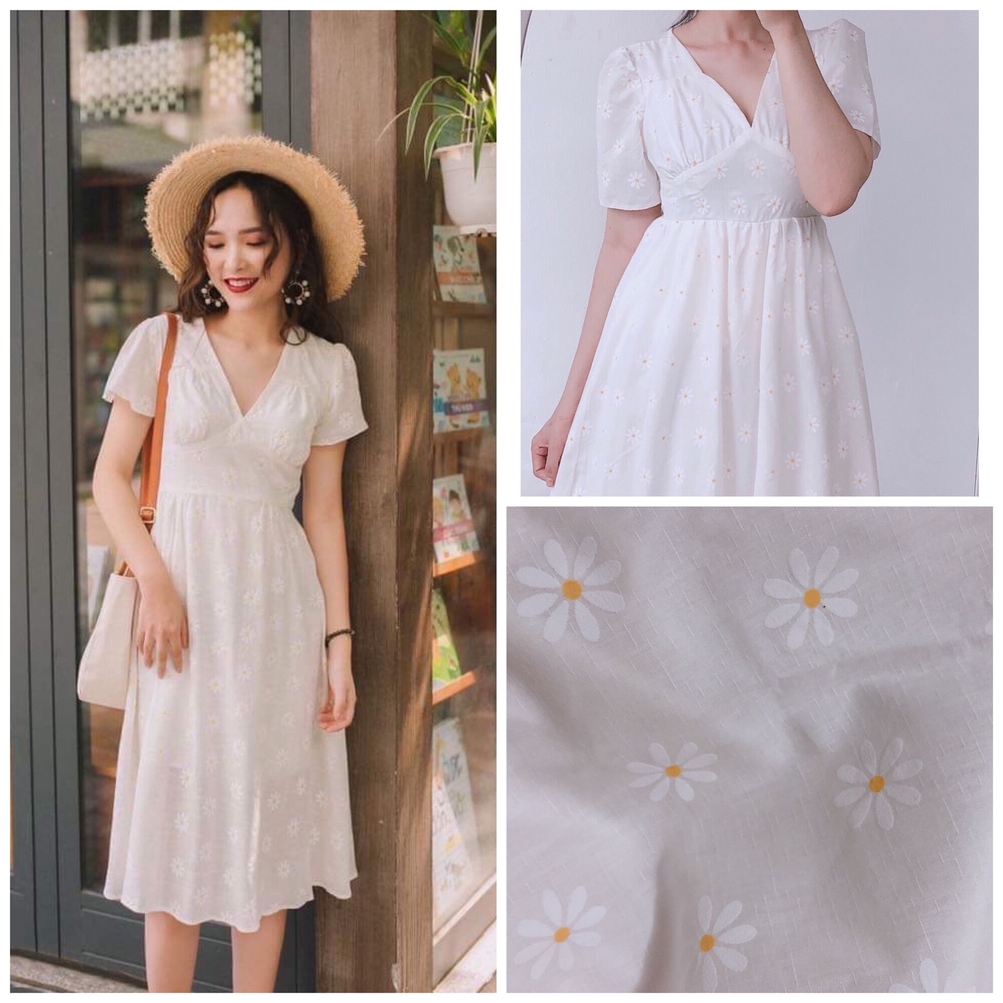 Hàng thiết kế hoa cúc nhỏ, thiết kế thời trang, kiểu dáng sang trọng, đường may tỉ mỉ chắc chắn, dễ kết hợp với nhiều trang phục phụ kiện khác nhau