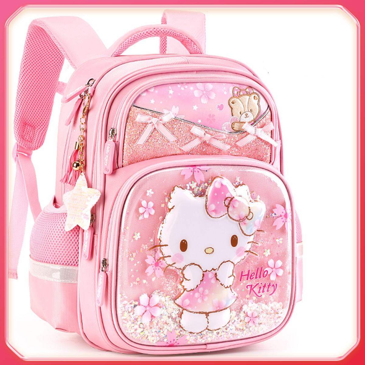 Cặp Sách Hello Kitty Ba Lô Hai Vai Chống Gù Bảo Vệ Cho Trẻ Em Bé Gái Công Chúa Đáng Yêu Lớp Một Lớp Ba Bé Gái Học Sinh Tiểu Học