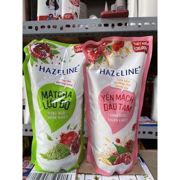 Sữa tắm túi Hazeline 900g dưỡng da yến mạch dâu tằm