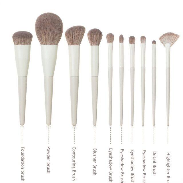 Chuyên nghiệp trang điểm bàn chải kit 10 pcs eyeshadow bột fondation công cụ làm đẹp bàn chải mềm lông da thân thiện cho phụ nữ