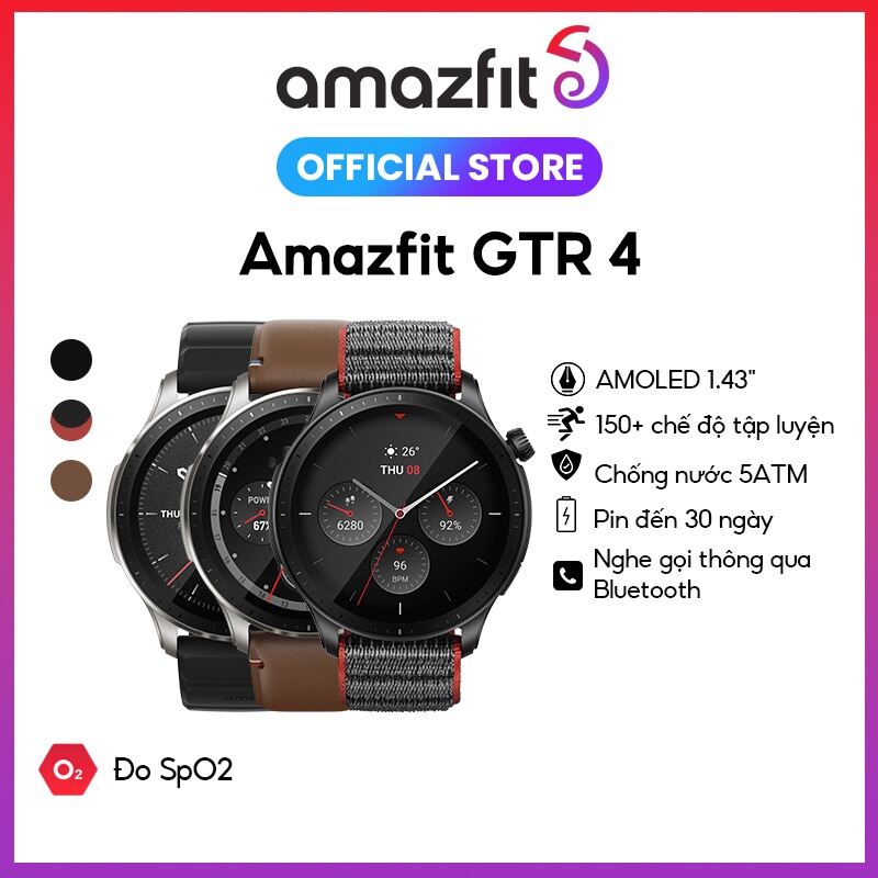 Đồng Hồ Thông Minh Amazfit GTR 4 Theo dõi sức khỏe 24h 150 môn thể thao Nghe gọi trực tiếp Pin tới 30 ngày