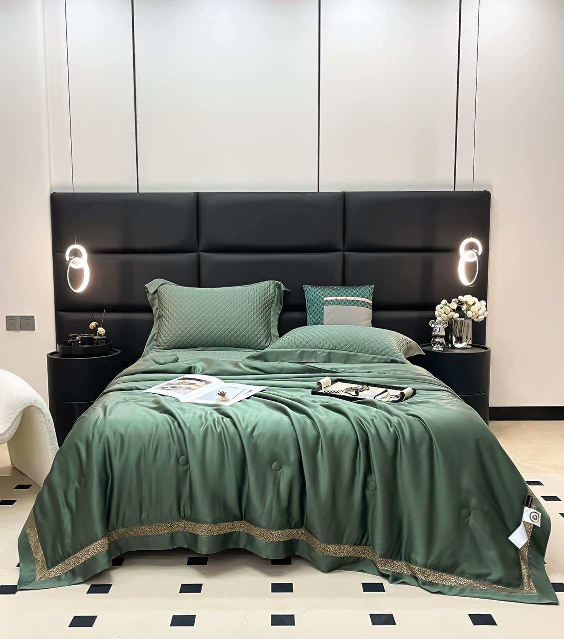 Set chăn hè ga chần chun lụa tencel modal 4 món nhập khẩu cao cấp