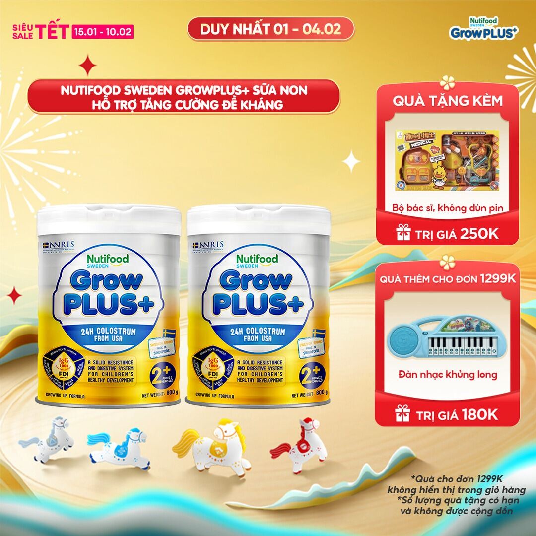 Combo 2 Sữa non GrowPLUS+ (vàng) - Hỗ trợ tăng cường đề kháng trên 2 tuổi Singapore tăng cường hệ mi