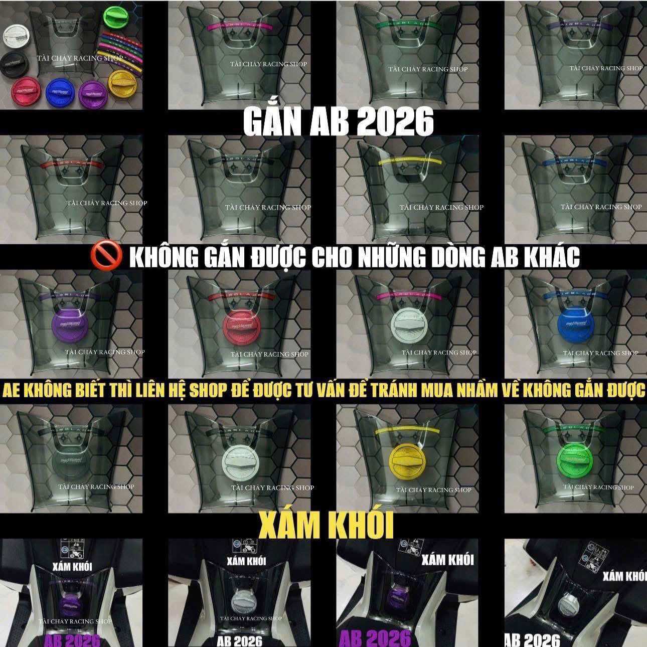 [ 1 COMBO ] ( CÓ BÁN LẺ ) NẮP MICA XÁM KHÓI CHE BÌNH XANG CHO AB 2026