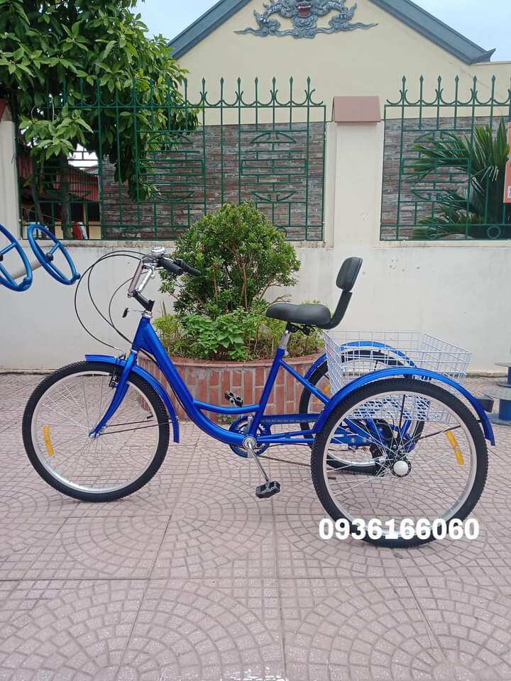 XE ĐẠP BA BÁNH CHO NGƯỜI GIÀ - Bản 24 inch giỏ hàng sau