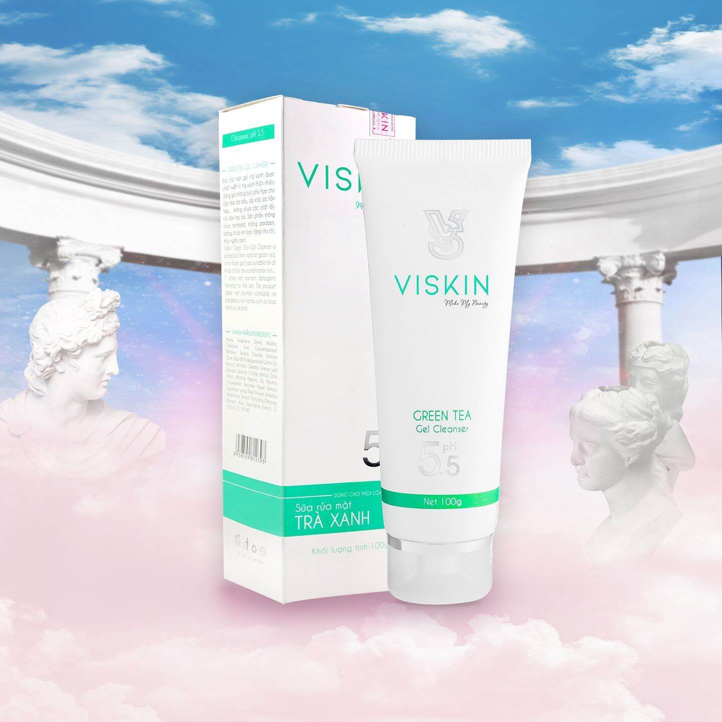 Sữa rữa mặt trà xanh sạch sâu ngừa mụn viskin chính hãng