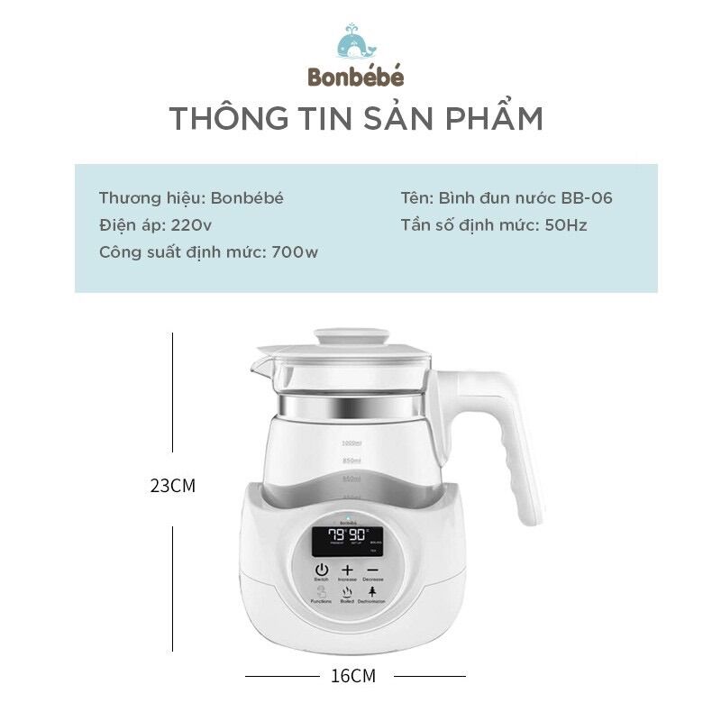 [Chính hãng] Bình đun nước giữ nhiệt_Bình đun nước pha sữa BONBÉBÉ BB-06